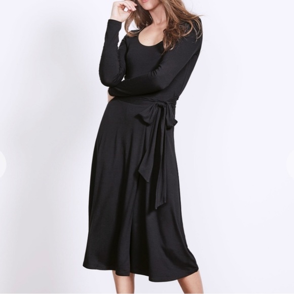 Women's Long Sleeve Stretch Velvet Mock Wrap Dress - Flattering Formal Gown For Parties, Events